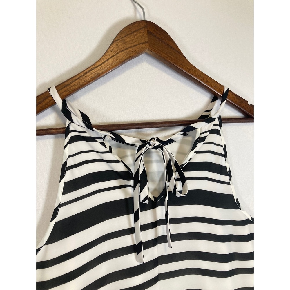 Mod Chic Banana Republic Womens Size 8 Black White Striped Halter Shift Dress - Picture 4 of 11
